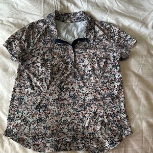 Lululemon Short Sleeve Polo Shirt – Floral Print – Size 14